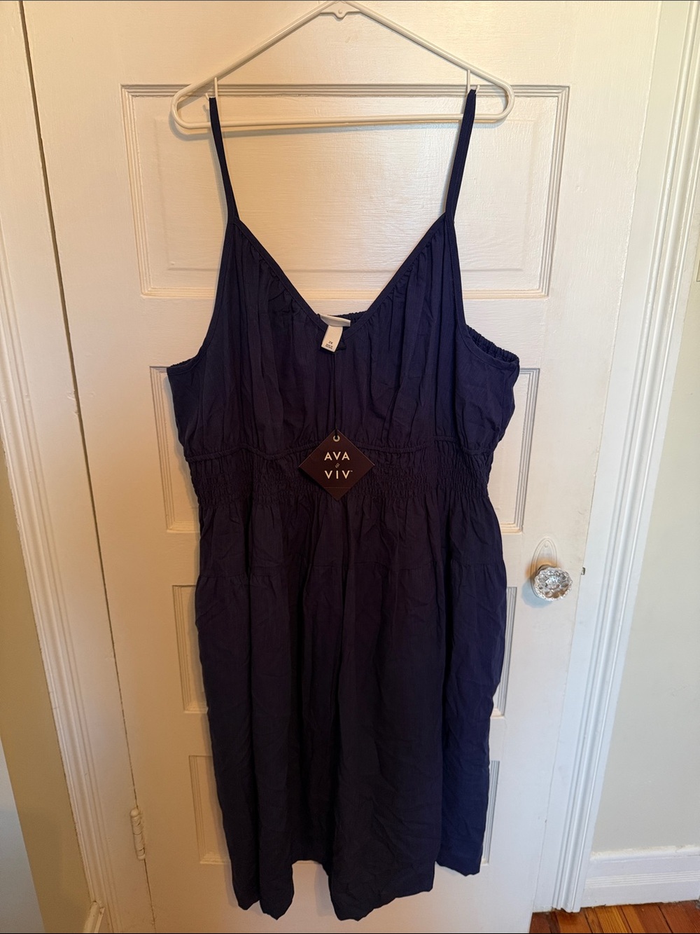 Ava & Viv Dark Navy Smocked Waist Spaghetti Strap Dress